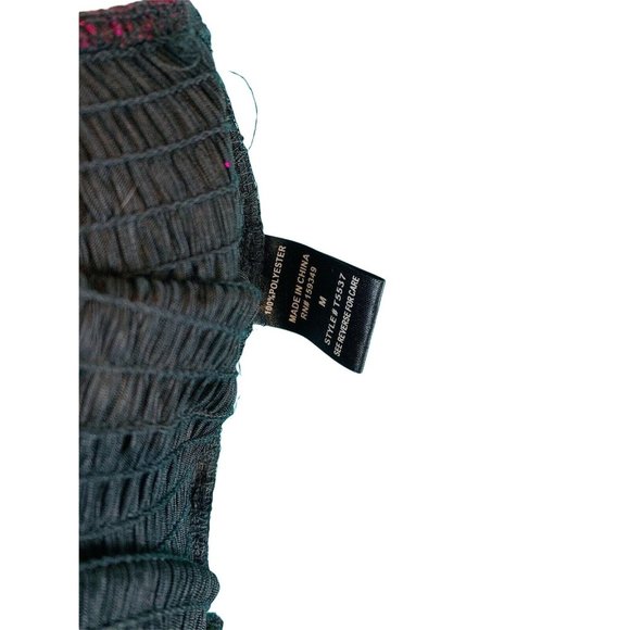 Peach Puff Crop Top Women's Medium Magenta Smocked Long Sleeve Shirt Disco - Picture 5 of 8